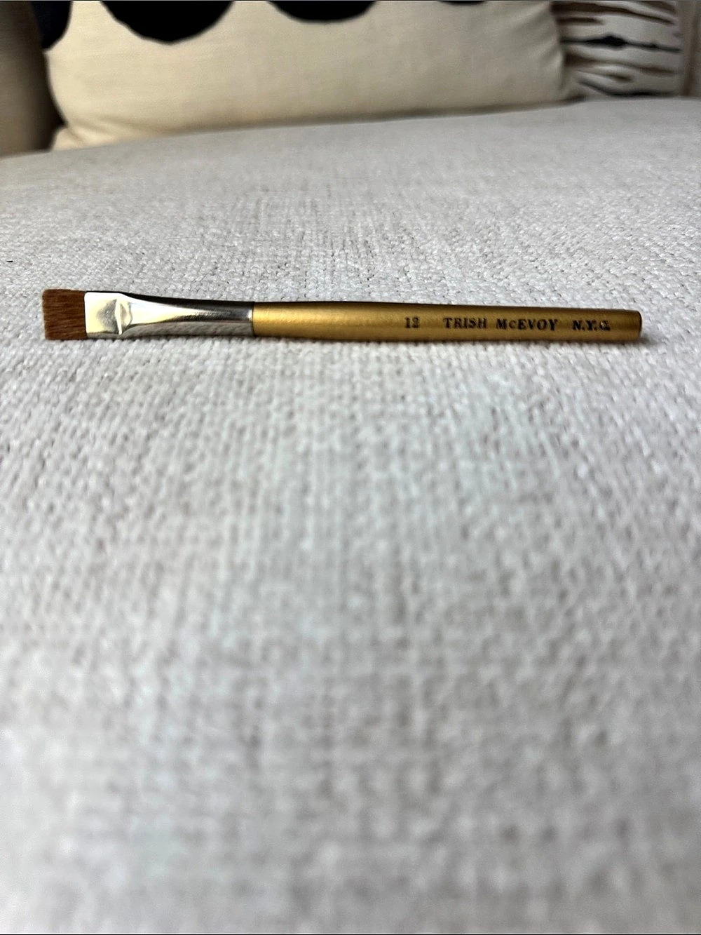 Trish McEvoy Beauty Flat Eye Shadow #12 Makeup Brush Brown & Gold NWT